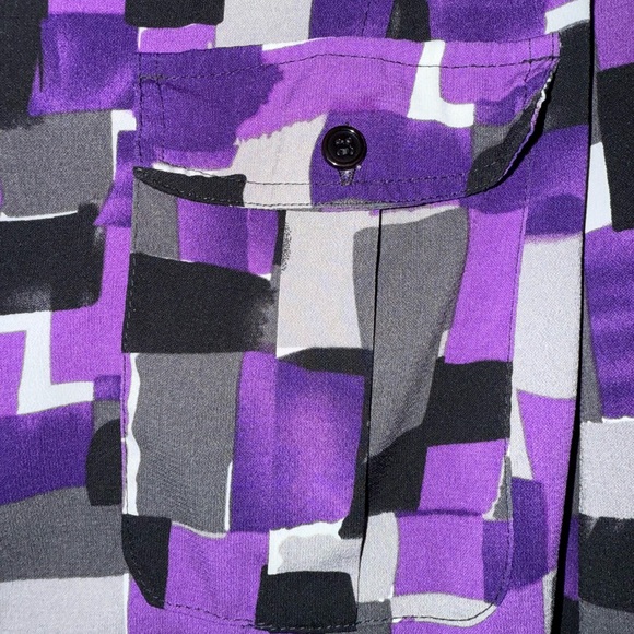 Maggie Barnes Purple and Black Geometric Button Down Shirt - Picture 4 of 6